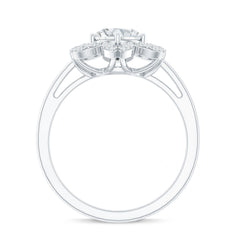 Certified Moissanite Flower Halo Engagement Ring for Women