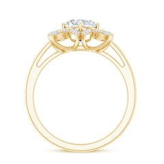 Certified Moissanite Flower Halo Engagement Ring for Women