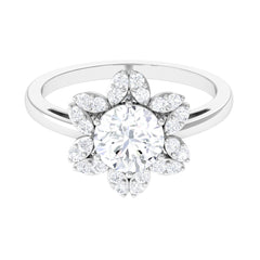 Cubic Zirconia Flower Promise Ring
