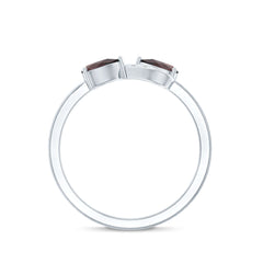 Real Garnet 2 Stone Infinity Promise Ring with Diamond