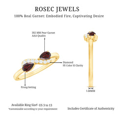 Real Garnet 2 Stone Infinity Promise Ring with Diamond