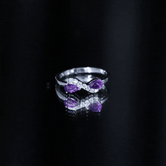 1/2 CT Pear Amethyst Infinity Promise Ring with Diamond