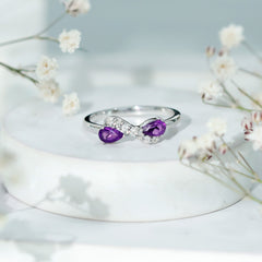 1/2 CT Pear Amethyst Infinity Promise Ring with Diamond