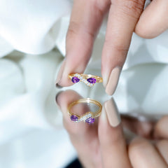 1/2 CT Pear Amethyst Infinity Promise Ring with Diamond