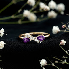 1/2 CT Pear Amethyst Infinity Promise Ring with Diamond