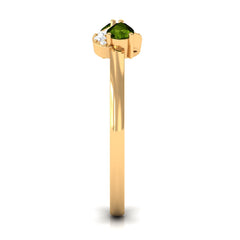 Real Pear Shape Peridot 2 Stone Promise Ring with Diamond