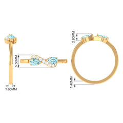1/2 CT Pear Aquamarine Infinity Promise Ring with Diamond