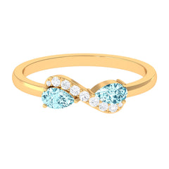 1/2 CT Pear Aquamarine Infinity Promise Ring with Diamond
