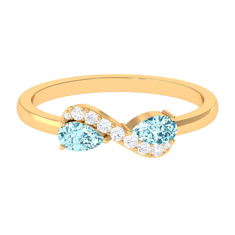 1/2 CT Pear Aquamarine Infinity Promise Ring with Diamond