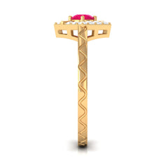 Minimal Ruby and Diamond Textured Ring