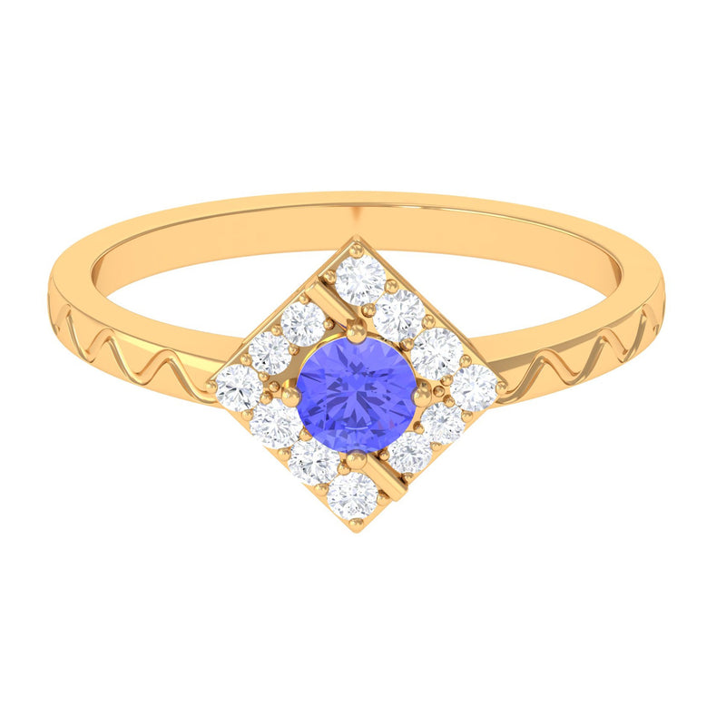 3/4 CT Minimal Tanzanite and Diamond Ring