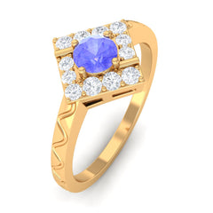 3/4 CT Minimal Tanzanite and Diamond Ring
