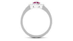 Minimal Pink Tourmaline Textured Ring with Diamond