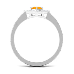 1/2 Carat Minimal Fire Opal and Diamond Textured Ring