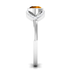 0.75 CT Split Shank Citrine Solitaire Ring with Diamond Accent