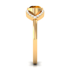0.75 CT Split Shank Citrine Solitaire Ring with Diamond Accent