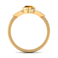 0.75 CT Split Shank Citrine Solitaire Ring with Diamond Accent