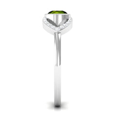0.75 CT Split Shank Peridot Solitaire Ring with Diamond Accent