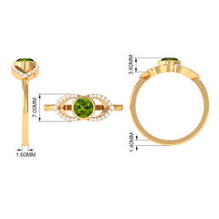 0.75 CT Split Shank Peridot Solitaire Ring with Diamond Accent