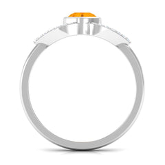 3/4 Ct Fire Opal and Diamond Split Shank Engagement Ring