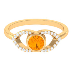 3/4 Ct Fire Opal and Diamond Split Shank Engagement Ring