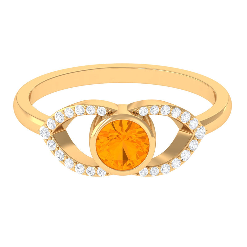 3/4 Ct Fire Opal and Diamond Split Shank Engagement Ring