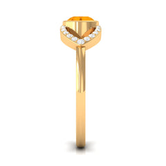 3/4 Ct Fire Opal and Diamond Split Shank Engagement Ring