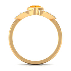 3/4 Ct Fire Opal and Diamond Split Shank Engagement Ring