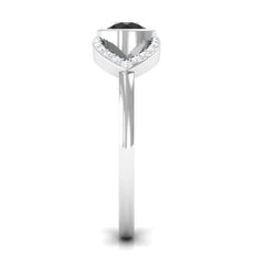 Bezel Set Solitaire Black Spinel and Diamond Ring in Split Shank