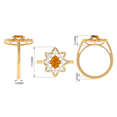 1.25 CT Oval Cut Citrine Cocktail Ring with Moissanite Stones
