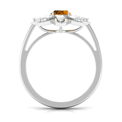 1.25 CT Oval Cut Citrine Cocktail Ring with Moissanite Stones