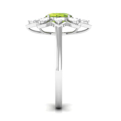 1.25 CT Oval Cut Peridot Cocktail Ring with Moissanite