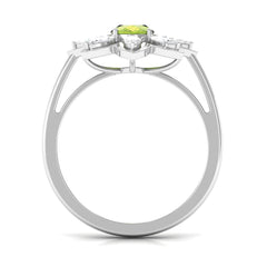 1.25 CT Oval Cut Peridot Cocktail Ring with Moissanite