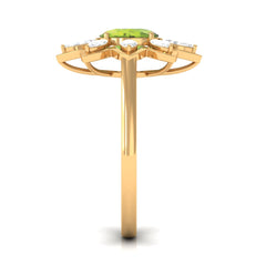 1.25 CT Oval Cut Peridot Cocktail Ring with Moissanite