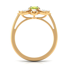 1.25 CT Oval Cut Peridot Cocktail Ring with Moissanite