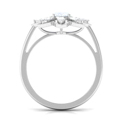 1.75 CT Oval Cut Moonstone and Moissanite Flower Cocktail Ring