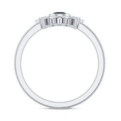 5mm Round London Blue Topaz Flower Ring with Diamond