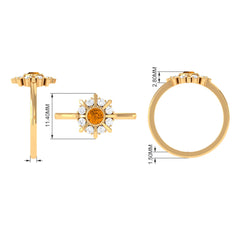 0.50 CT Citrine Statement Ring with Diamond Stones