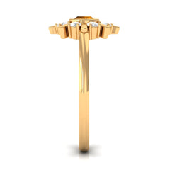 0.50 CT Citrine Statement Ring with Diamond Stones