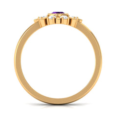 Bezel Set Amethyst Statement Ring with Diamond