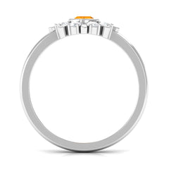 1/2 Carat Bezel Set Fire Opal Statement Ring with Diamond