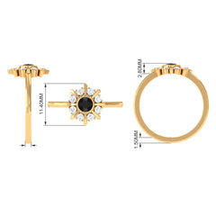 3/4 CT Black Spinel and Diamond Statement Ring