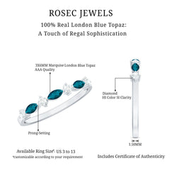 Marquise London Blue Topaz Stackable Eternity Band with Diamond
