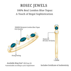 Marquise London Blue Topaz Stackable Eternity Band with Diamond