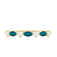 Marquise London Blue Topaz Stackable Eternity Band with Diamond