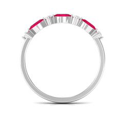 Natural Marquise Ruby Diamond Half Eternity Ring for Anniversary