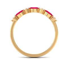Natural Marquise Ruby Diamond Half Eternity Ring for Anniversary