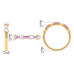 1.25 CT Natural Pink Tourmaline Semi Eternity Ring with Moissanite