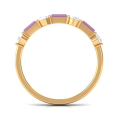 1.25 CT Natural Pink Tourmaline Semi Eternity Ring with Moissanite