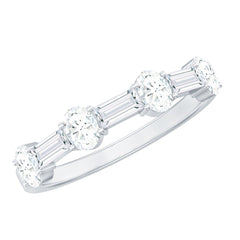 Oval and Baguette Cut Moissanite Half Eternity Ring